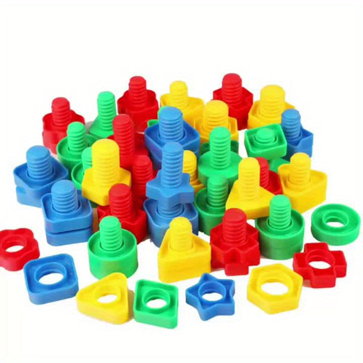 20pcs/10sets Screw Building Blocks, Plastic Insert Building Blocks, Nut Shape Youngsters's Toys, Educational Toys