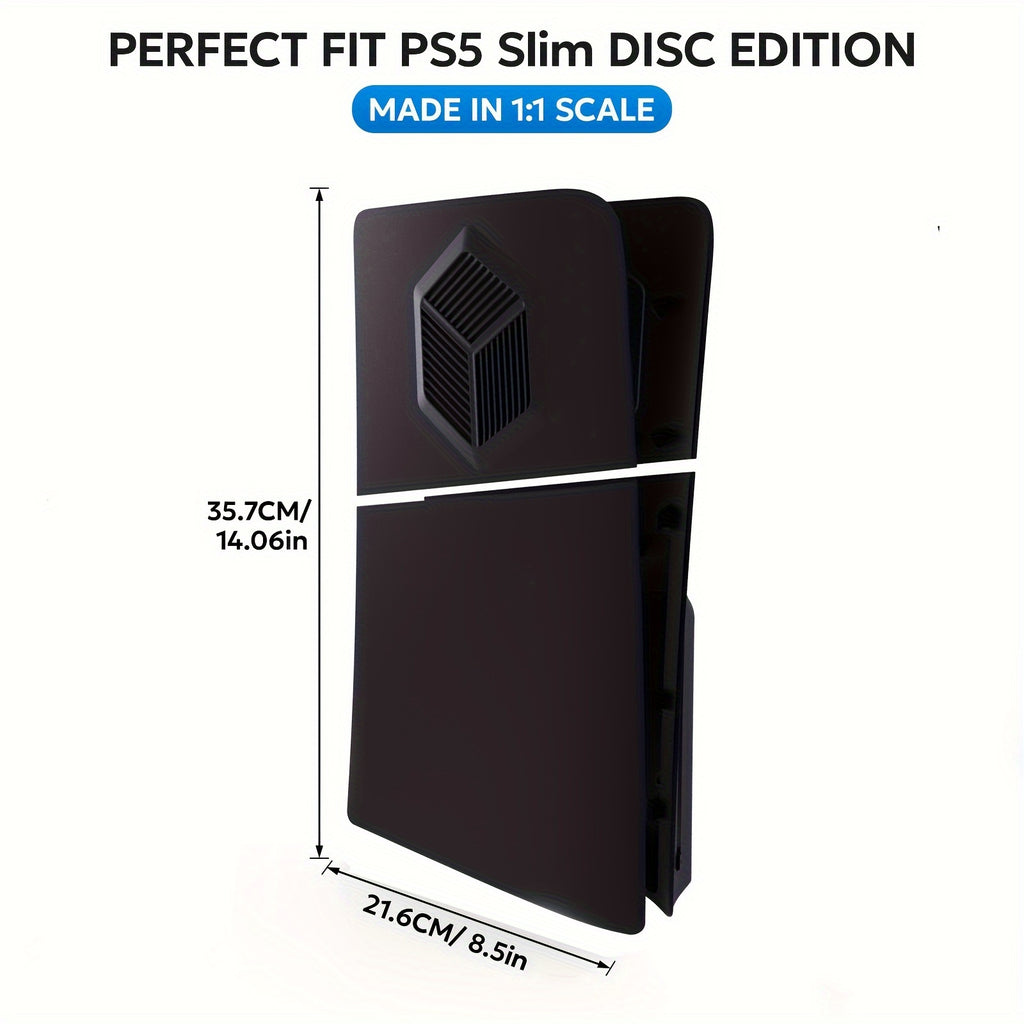 PS5 Slim Hard Shell Cover - Shockproof Face & Side Plates for Disc Edition, Premium ABS Replacement Panels, Black - Compatible with PlayStation 5 Console