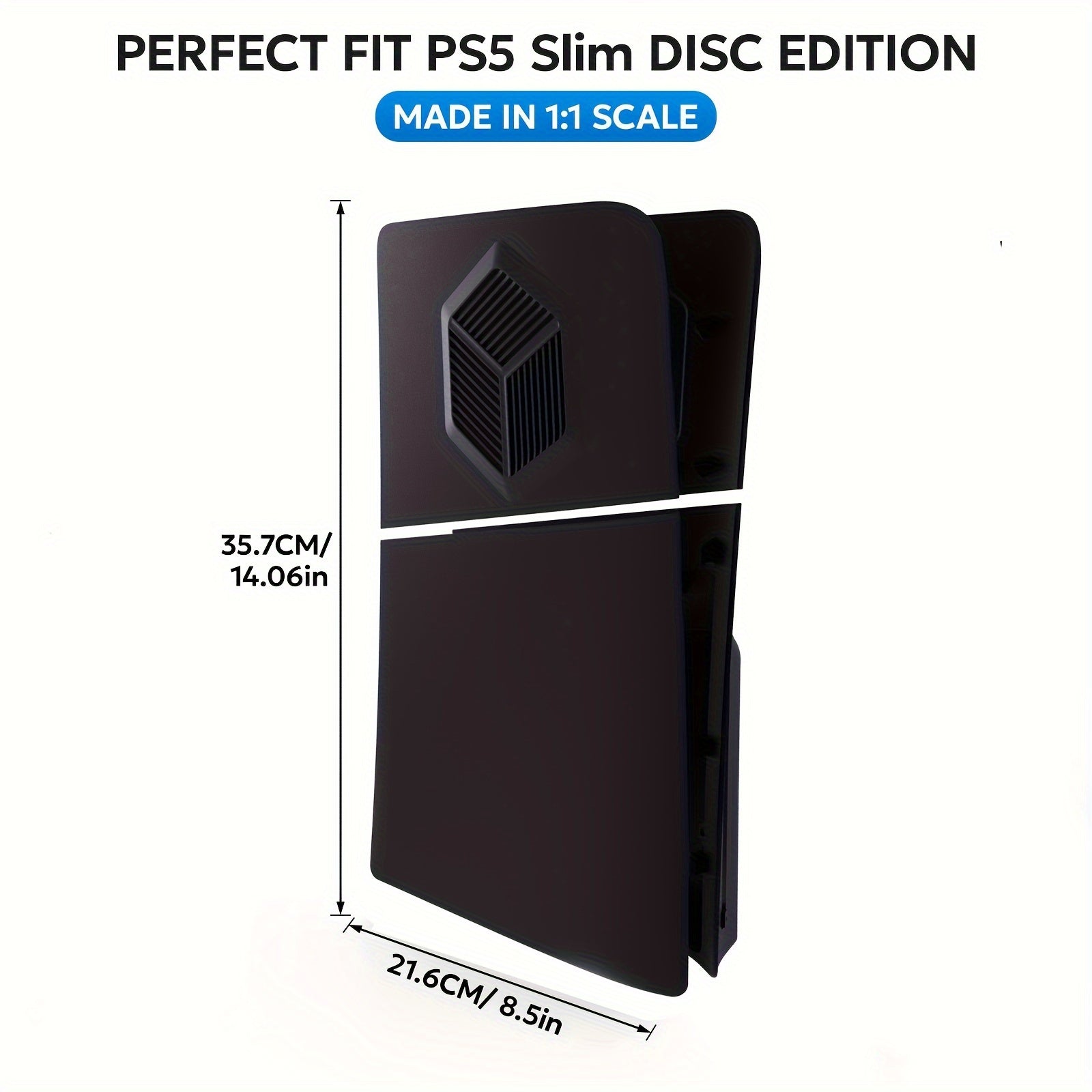 PS5 Slim Hard Shell Cover - Shockproof Face & Side Plates for Disc Edition, Premium ABS Replacement Panels, Black - Compatible with PlayStation 5 Console