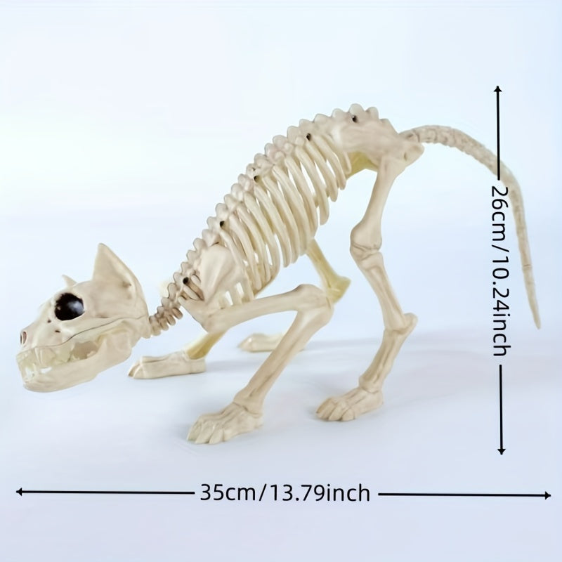 2-Piece Set Halloween Cat and Mouse Skeleton Toy - Dress-up Character Toys with Cat Size 30*9*20cm/11.82*3.54*7.88inch and Mouse Size 18*4*14cm/7*1.57*5.5inch for Creative Play