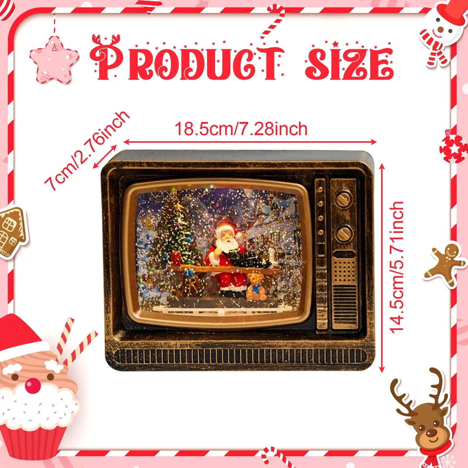 Christmas -Music Box With Falling Snow Tv Night Light Ornaments Christmas Decor Display Christmas Tree Decoration