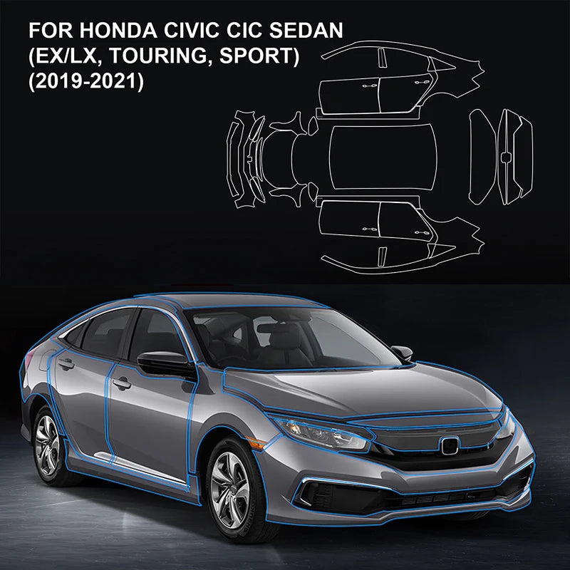 For CIVIC SEDAN TPU Self Healing Anti-scratch Protective Film for Car Body Full Coverage Pre-cut 6 Year Warranty