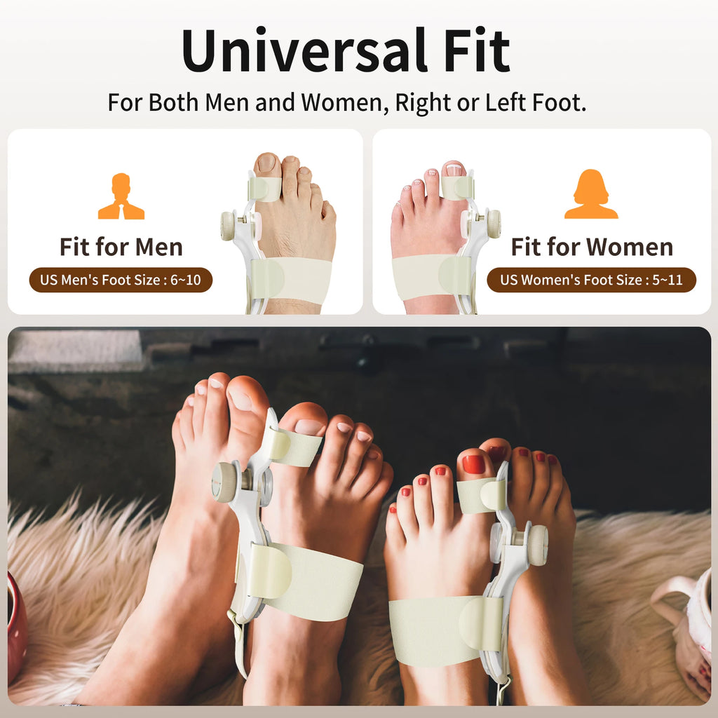 Adjustable Women's Yellow Bunion Corrector Big Toe Fix Device with Knob and 3 Angled Plates Medium Strap 1 PCS Toe Separator
