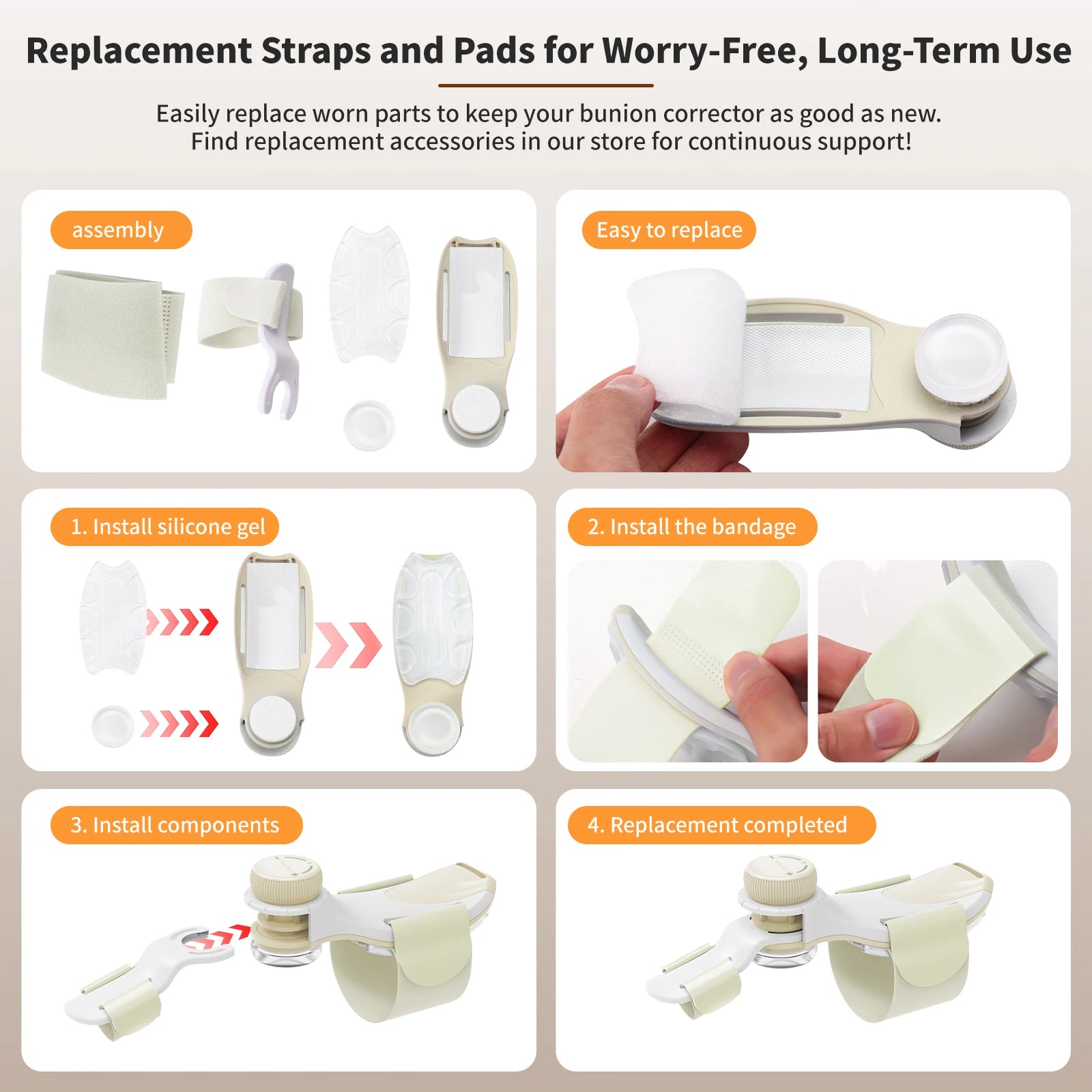 Adjustable Women's Yellow Bunion Corrector Big Toe Fix Device with Knob and 3 Angled Plates Medium Strap 1 PCS Toe Separator