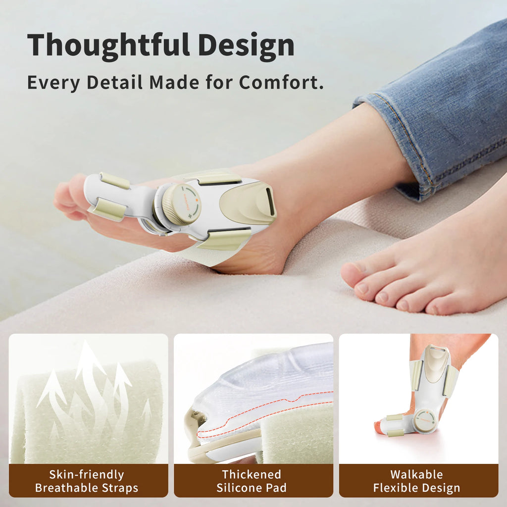 Adjustable Women's Yellow Bunion Corrector Big Toe Fix Device with Knob and 3 Angled Plates Medium Strap 1 PCS Toe Separator