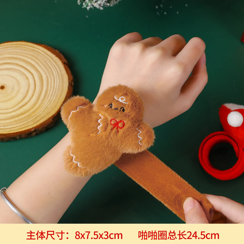 Christmas Decorations Plush Santa Claus Papa Ring Cartoon Cute Bracelet Toys Children's Gifts