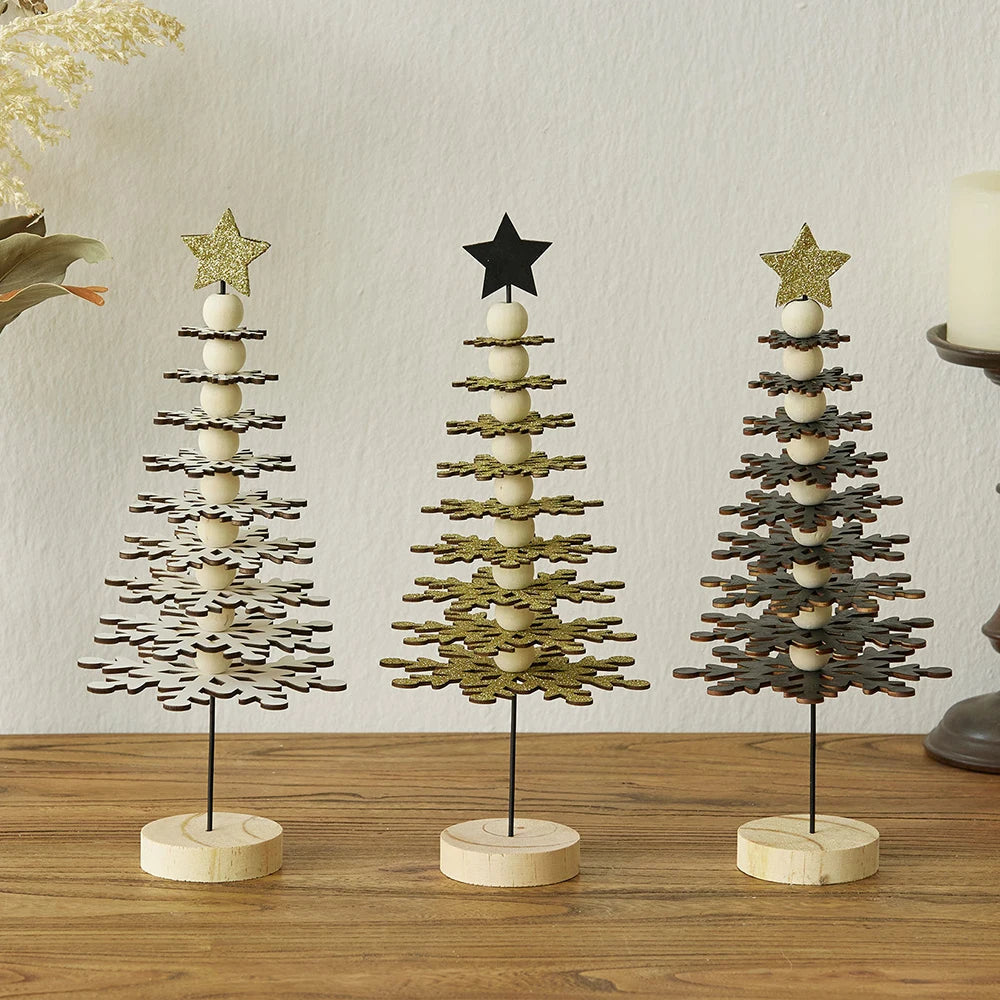 Christmas Tree Decoration 2025 Christmas Scene Decorations  Wooden Ornaments for Living Room Bedroom Desk Tabletop Home Ornament