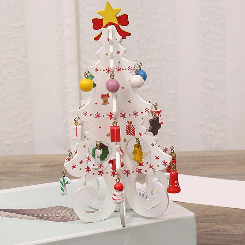 Christmas Tree Children's Handmade DIY Stereo Wooden Christmas Tree Scene Layout Christmas Decorations Ornaments Hot