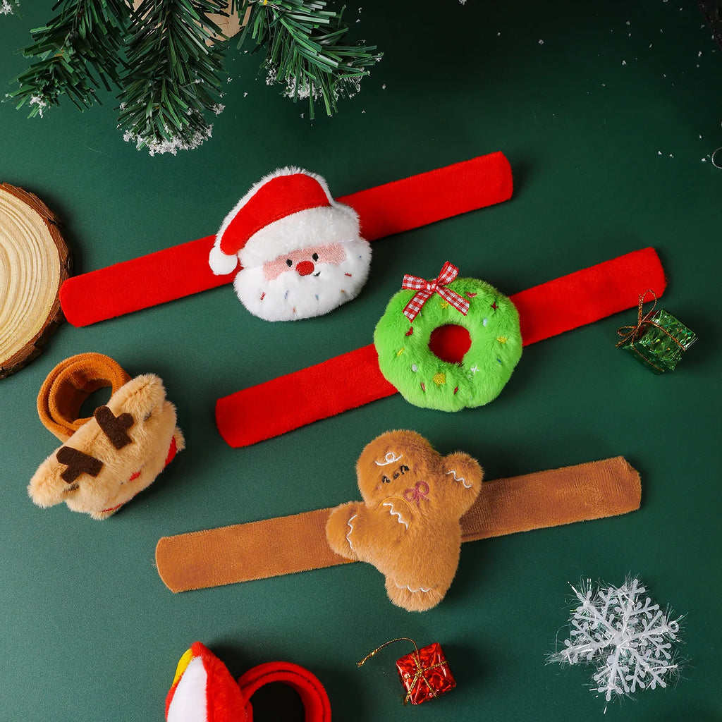 Christmas Decorations Plush Santa Claus Papa Ring Cartoon Cute Bracelet Toys Children's Gifts
