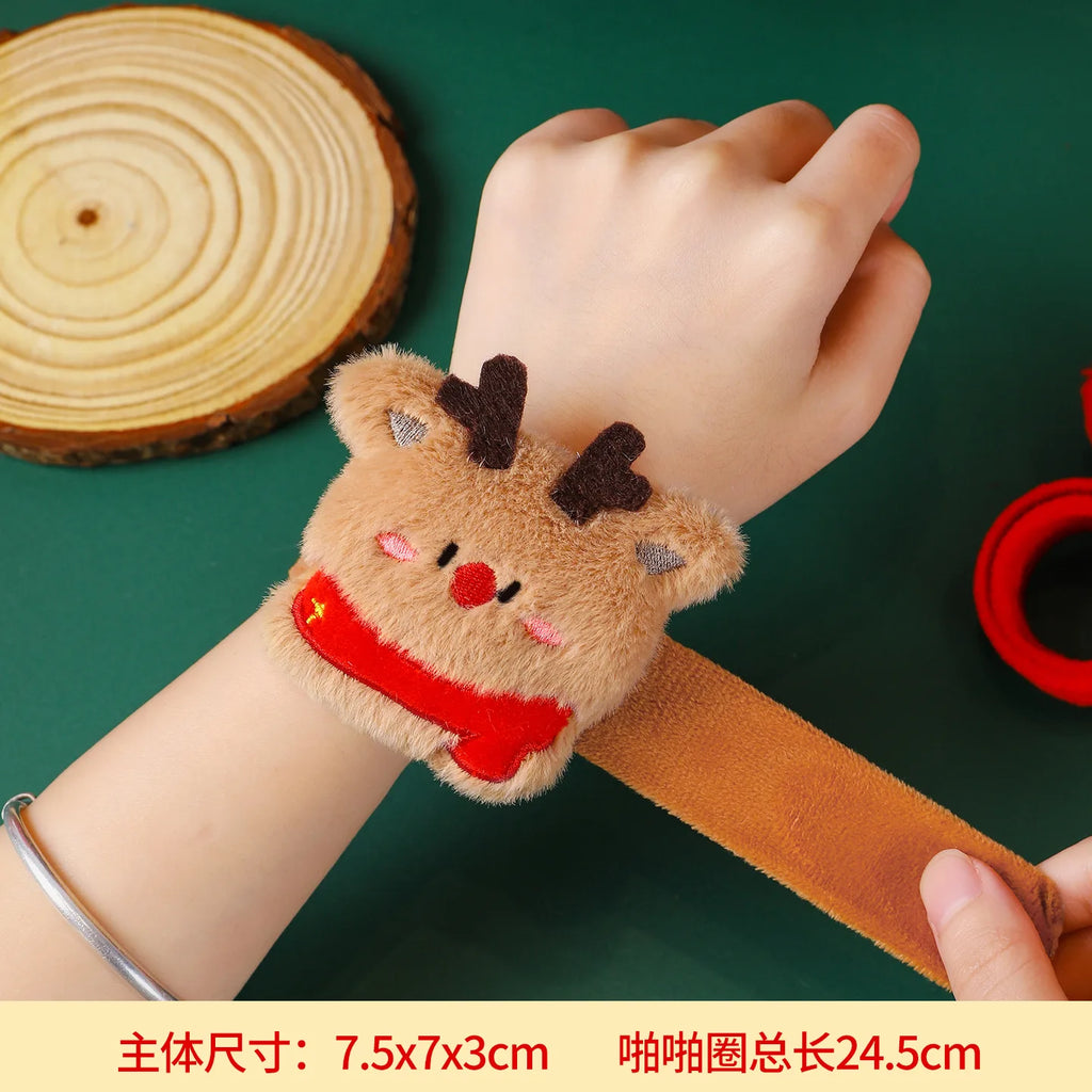 Christmas Decorations Plush Santa Claus Papa Ring Cartoon Cute Bracelet Toys Children's Gifts