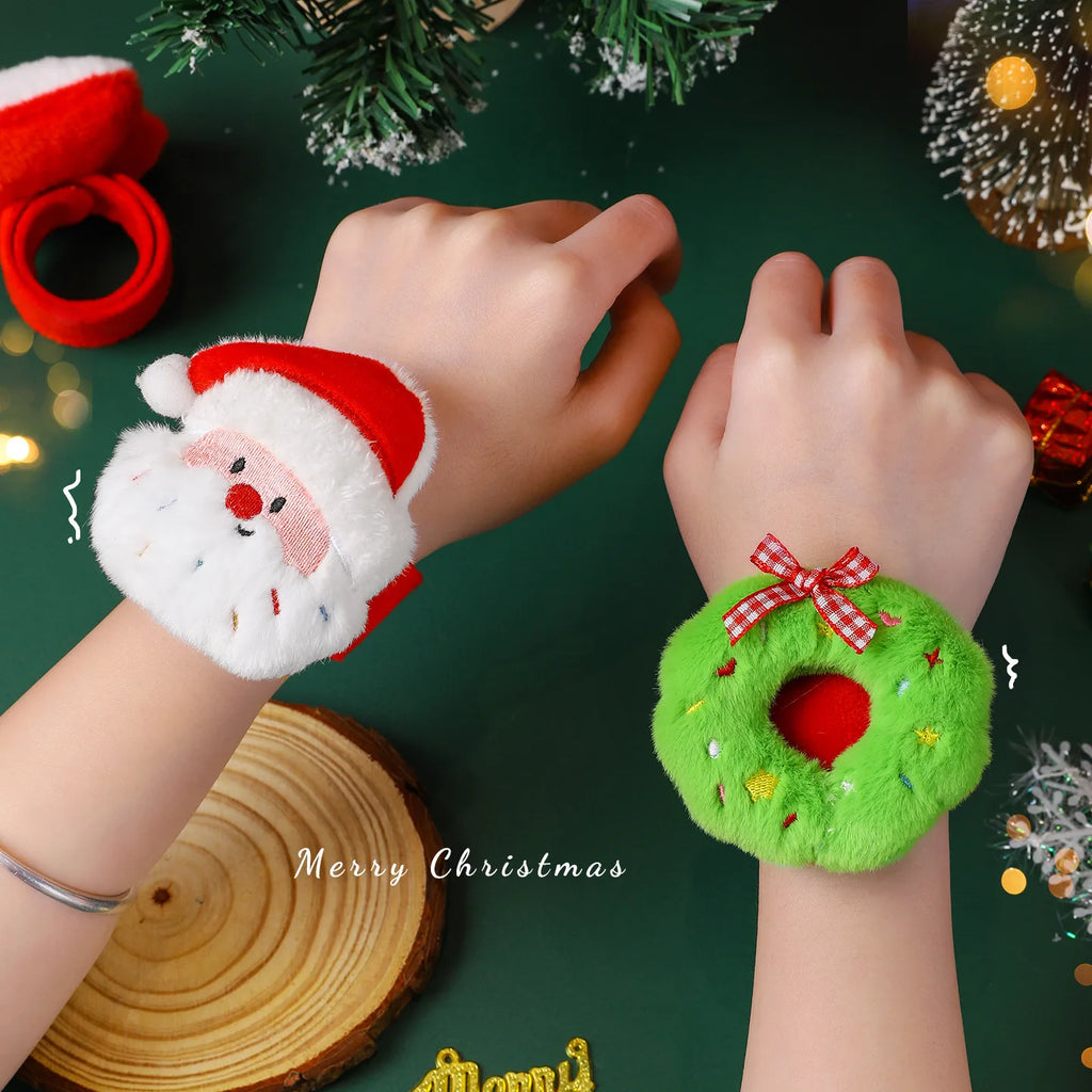 Christmas Decorations Plush Santa Claus Papa Ring Cartoon Cute Bracelet Toys Children's Gifts