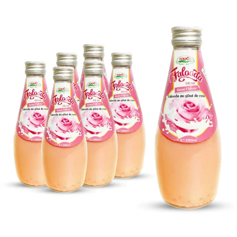 Falooda Drink Almond Flavor 290ml Glass Bottle NAWON Vietnam Beverage Manufacturer Wholesale OEM Low MOQ Factory GMP Free Sample