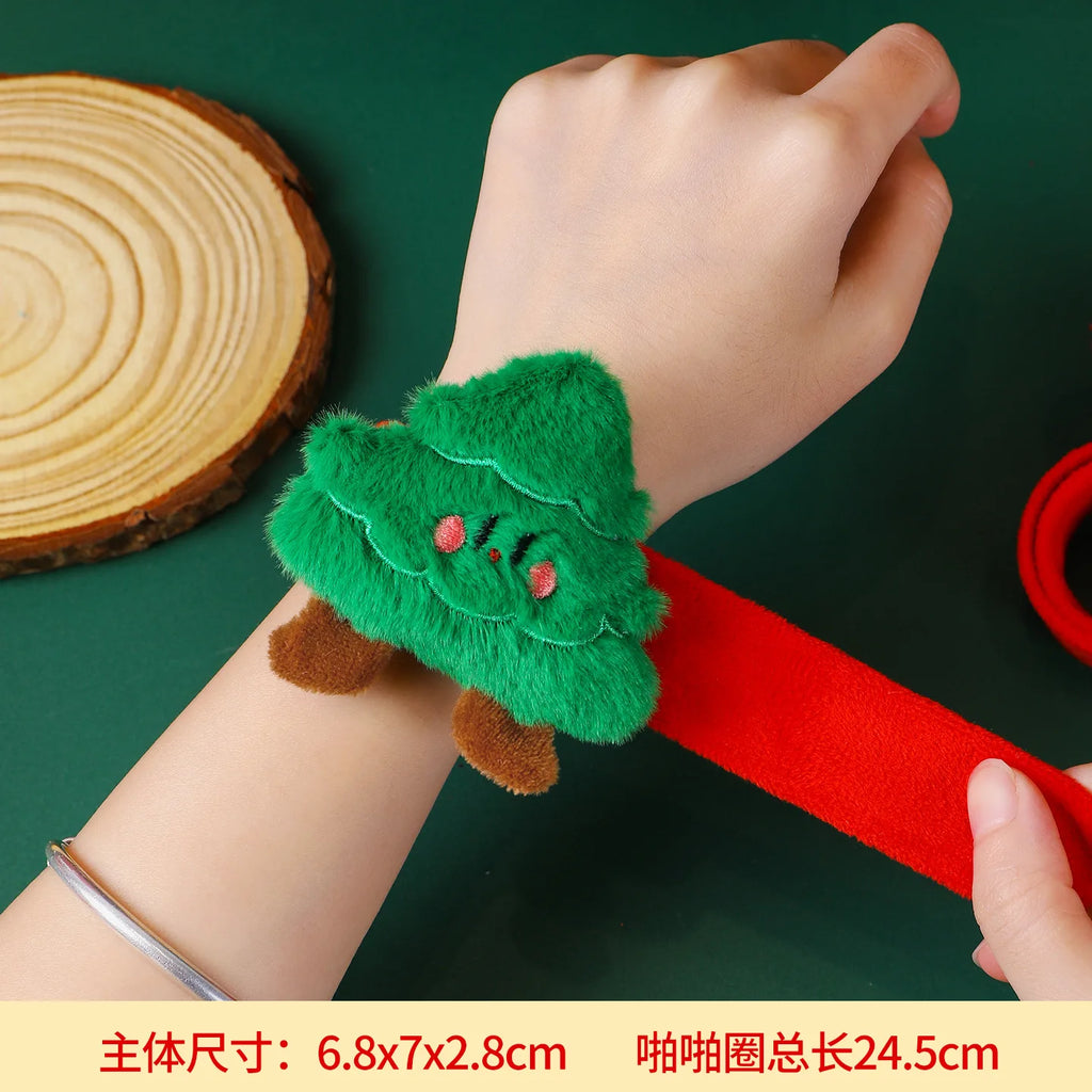Christmas Decorations Plush Santa Claus Papa Ring Cartoon Cute Bracelet Toys Children's Gifts