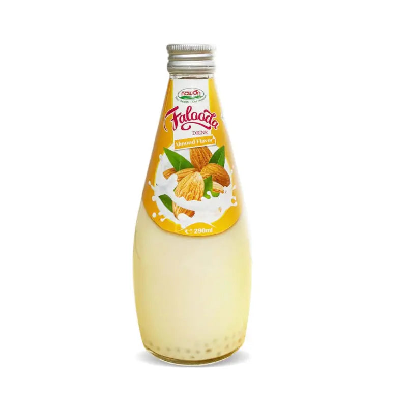 Falooda Drink Almond Flavor 290ml Glass Bottle NAWON Vietnam Beverage Manufacturer Wholesale OEM Low MOQ Factory GMP Free Sample