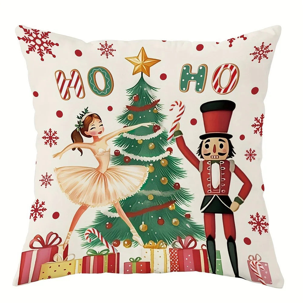 Christmas Magic: Festive Nutcracker, Gingerbread, and Ornament-Printed Pillowcases sofas, bedroom pillow covers, holiday gifts