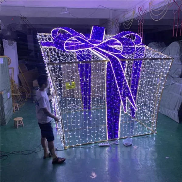 Christmas Holiday Shopping Mall Street Park Lighting Decorative Giant LED Christmas Bowknot Arch Motif Lights Decoration