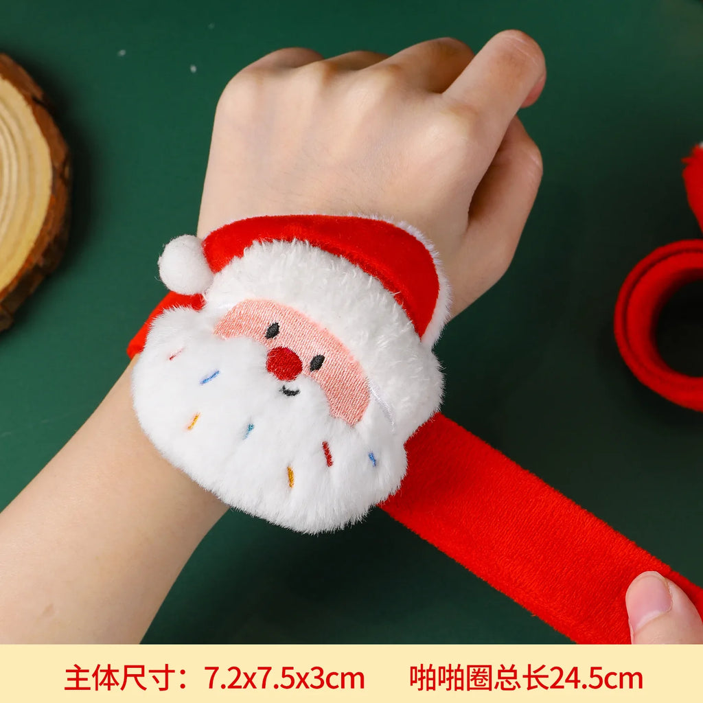 Christmas Decorations Plush Santa Claus Papa Ring Cartoon Cute Bracelet Toys Children's Gifts