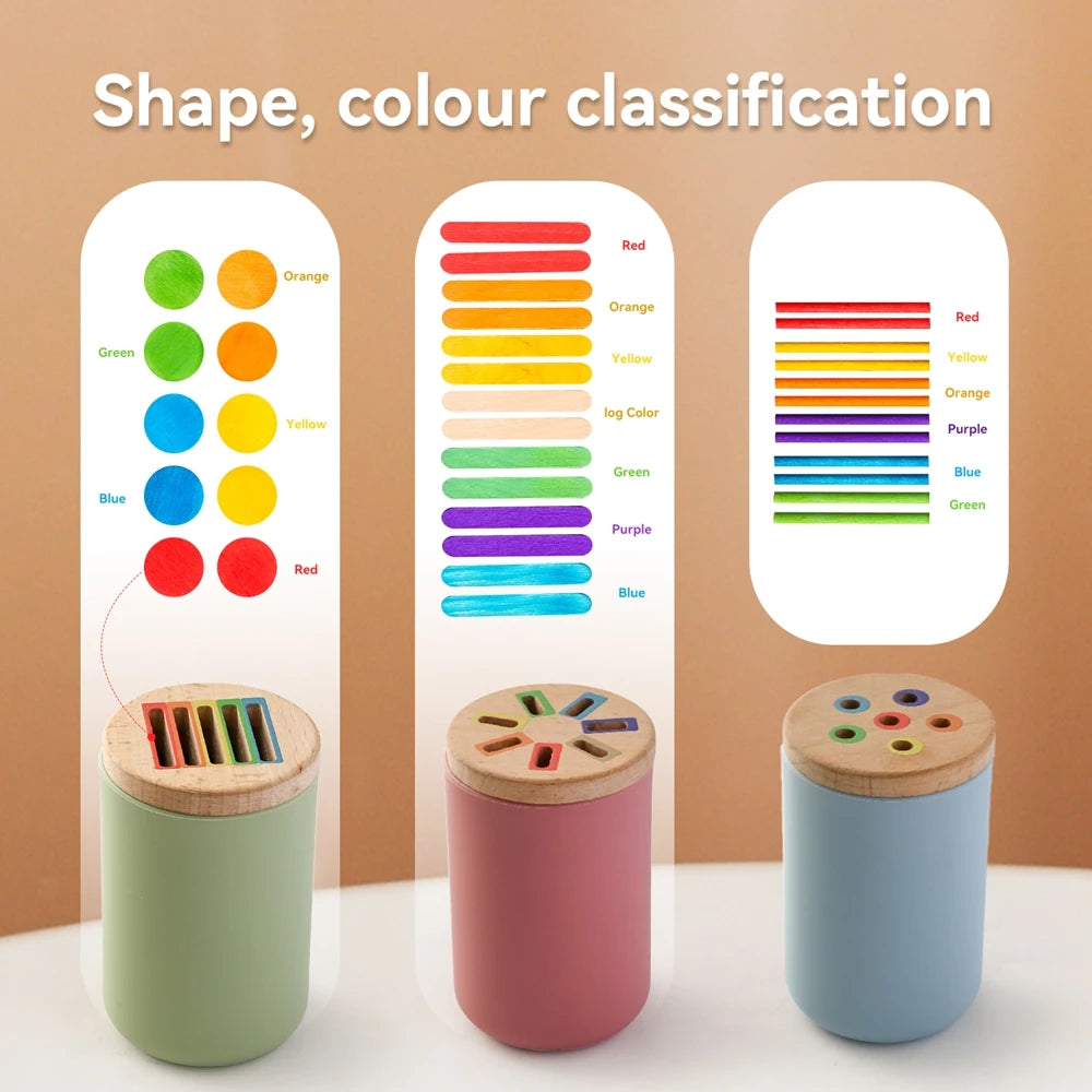 Montessori Silicone Toys Color Sorting Fine Motor Toys Shape Matching Sensory Toys Early Educational Puzzle Toys for Toddlers