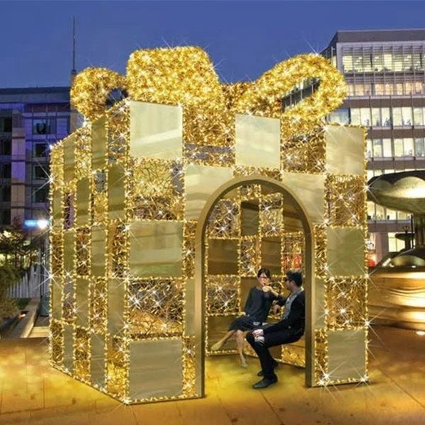 Christmas Holiday Shopping Mall Street Park Lighting Decorative Giant LED Christmas Bowknot Arch Motif Lights Decoration