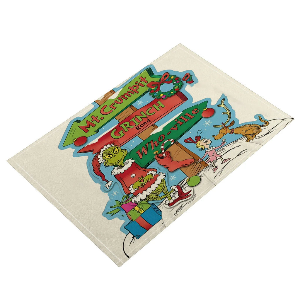 Christmas Grinch Holiday Decoration Christmas Placemat Home Kitchen Insulated Coaster Anti-Scalding Western Placemat