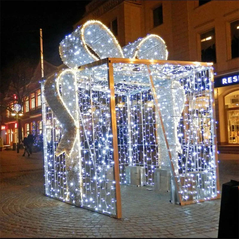 Christmas Holiday Shopping Mall Street Park Lighting Decorative Giant LED Christmas Bowknot Arch Motif Lights Decoration