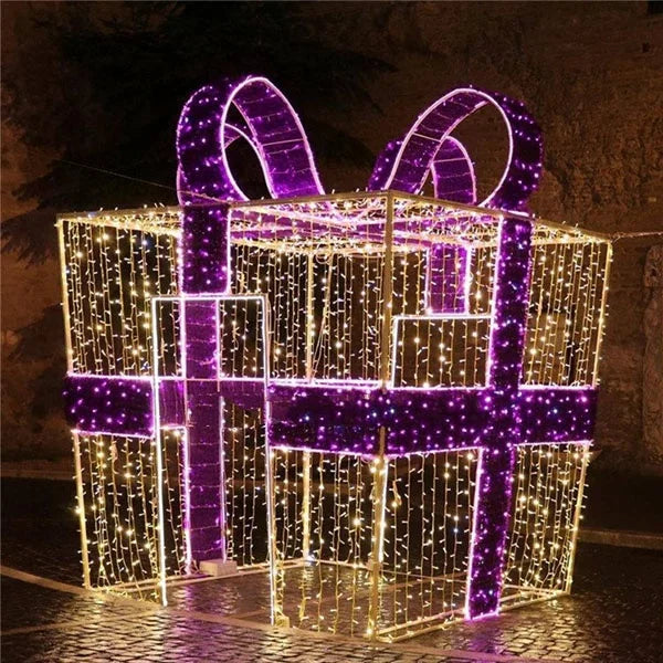 Christmas Holiday Shopping Mall Street Park Lighting Decorative Giant LED Christmas Bowknot Arch Motif Lights Decoration
