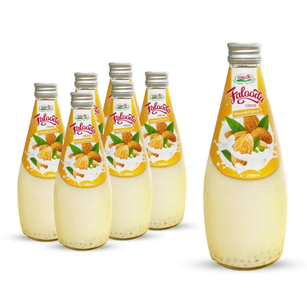 Falooda Drink Almond Flavor 290ml Glass Bottle NAWON Vietnam Beverage Manufacturer Wholesale OEM Low MOQ Factory GMP Free Sample