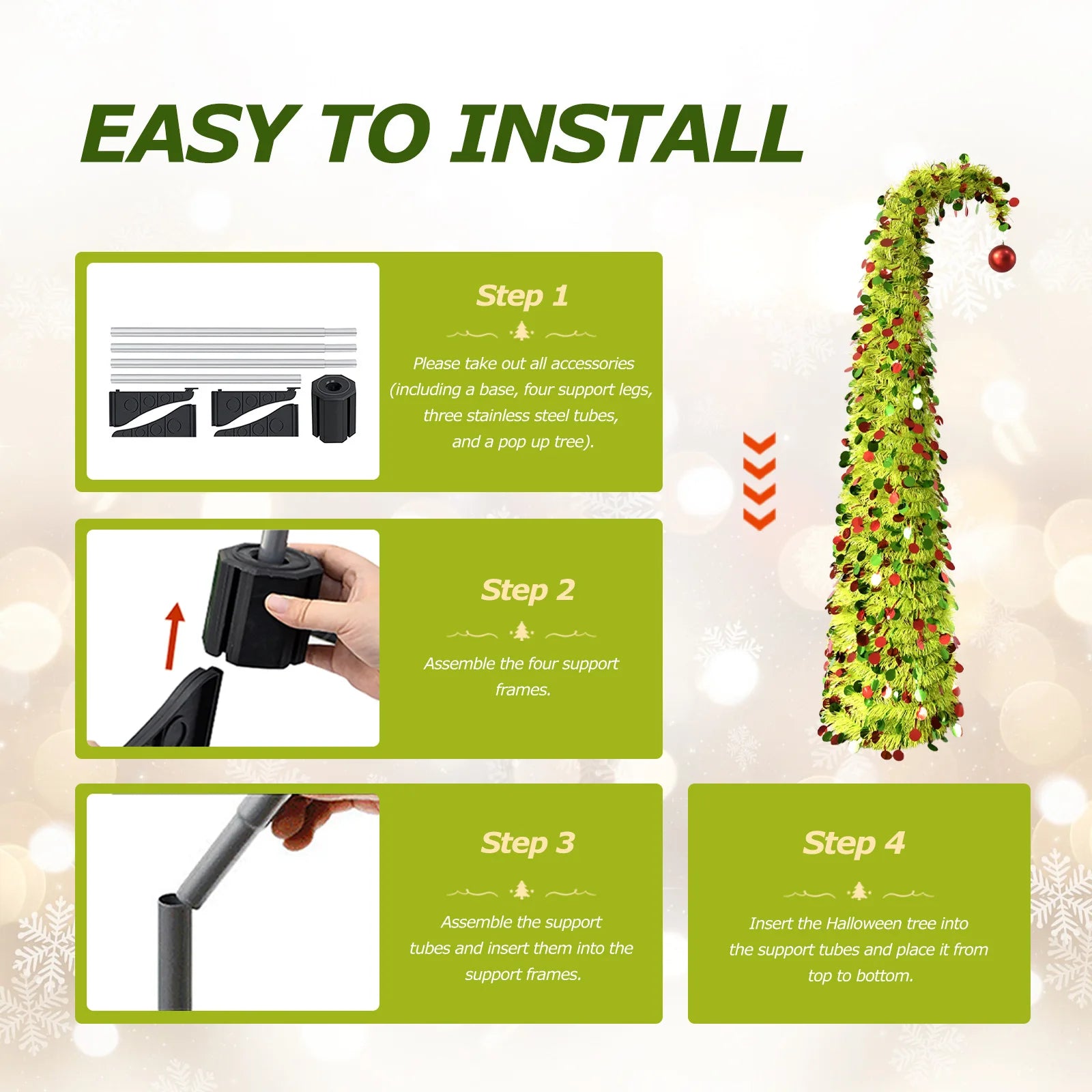 Christmas Tree Festival Ornament Faux Foldable Christmas Tree Christmas Decoration for Winter Holiday Season Xmas Party Decor