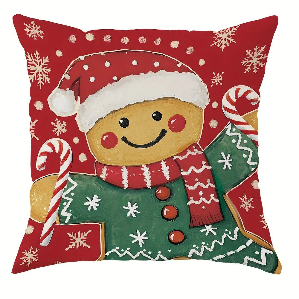 Christmas Magic: Festive Nutcracker, Gingerbread, and Ornament-Printed Pillowcases sofas, bedroom pillow covers, holiday gifts