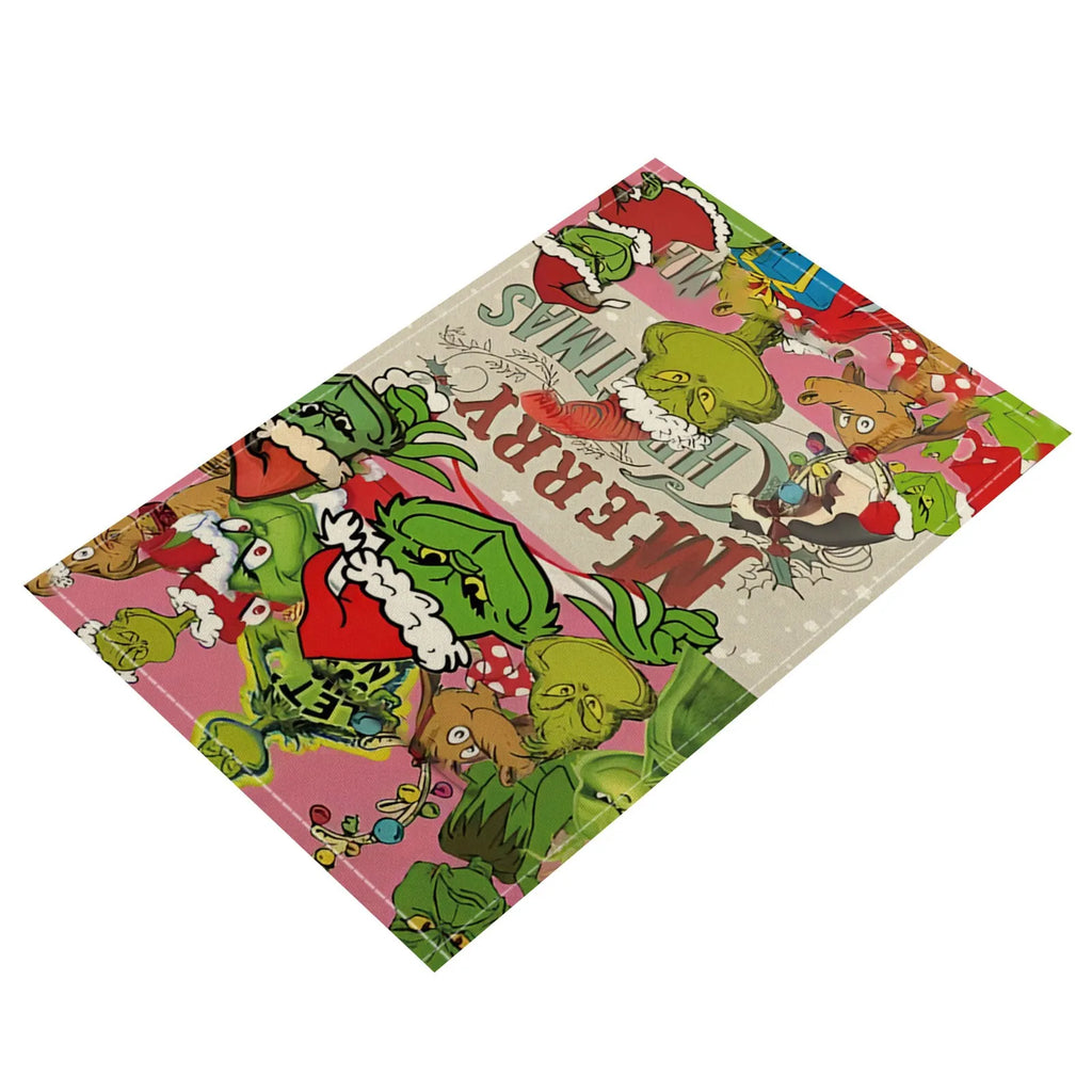 Christmas Grinch Holiday Decoration Christmas Placemat Home Kitchen Insulated Coaster Anti-Scalding Western Placemat