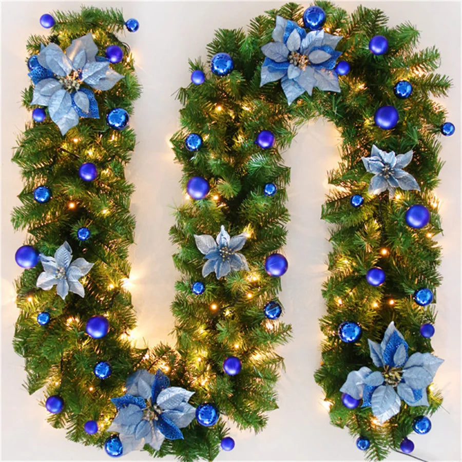 2.7M 5 Colors Christmas Decorations Garland Decoration Rattan Lights Wreath Decorated Mantel Fireplace Stairs Wall Door Decor