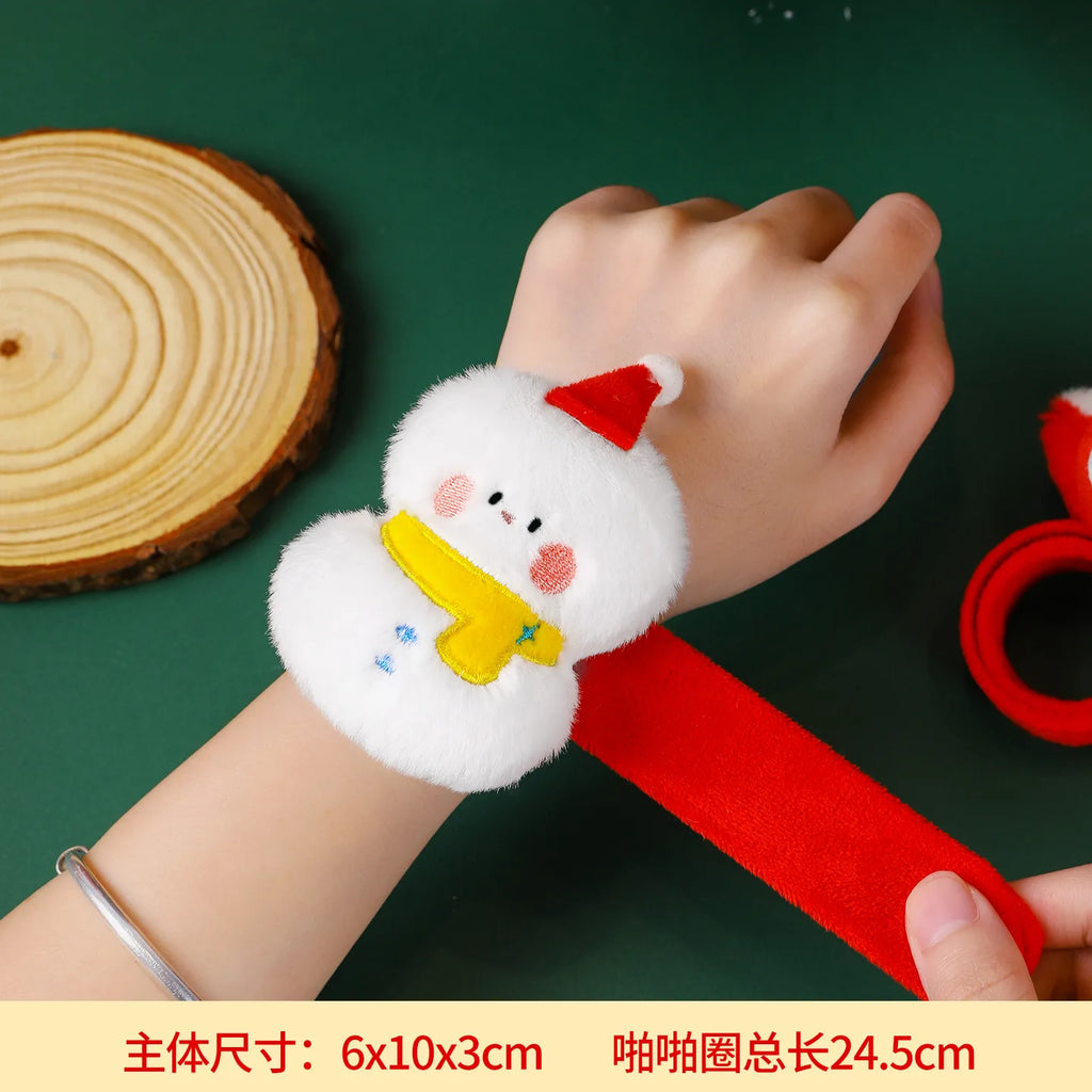 Christmas Decorations Plush Santa Claus Papa Ring Cartoon Cute Bracelet Toys Children's Gifts