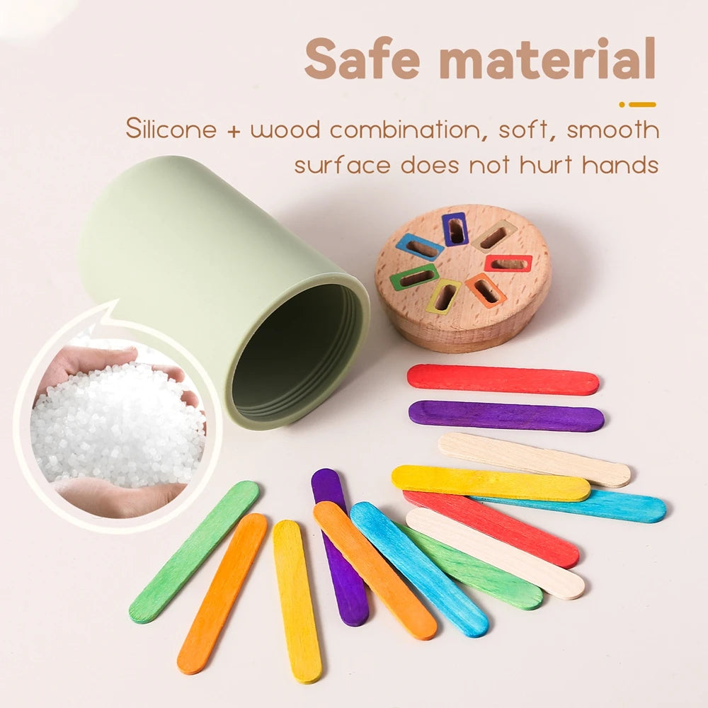 Montessori Silicone Toys Color Sorting Fine Motor Toys Shape Matching Sensory Toys Early Educational Puzzle Toys for Toddlers