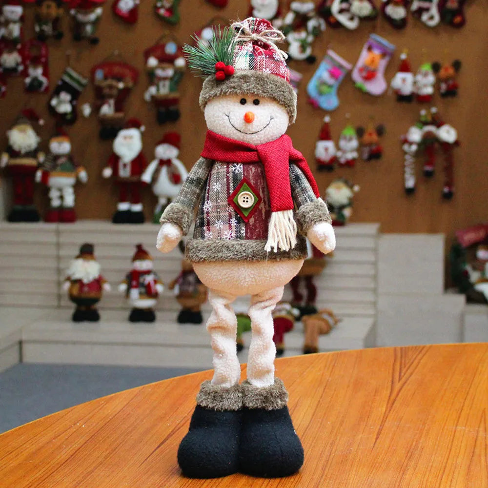 Christmas Santa Snowman-Reindeer Christmas Decoration Leg Table Mantel Decoration Plush Dolls Christmas Gifts For Kid Home Decor