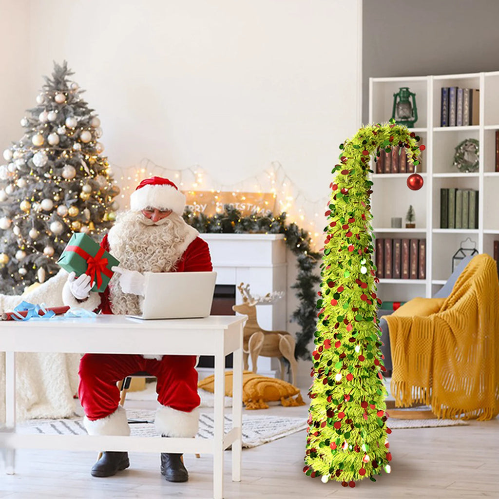 Christmas Tree Festival Ornament Faux Foldable Christmas Tree Christmas Decoration for Winter Holiday Season Xmas Party Decor