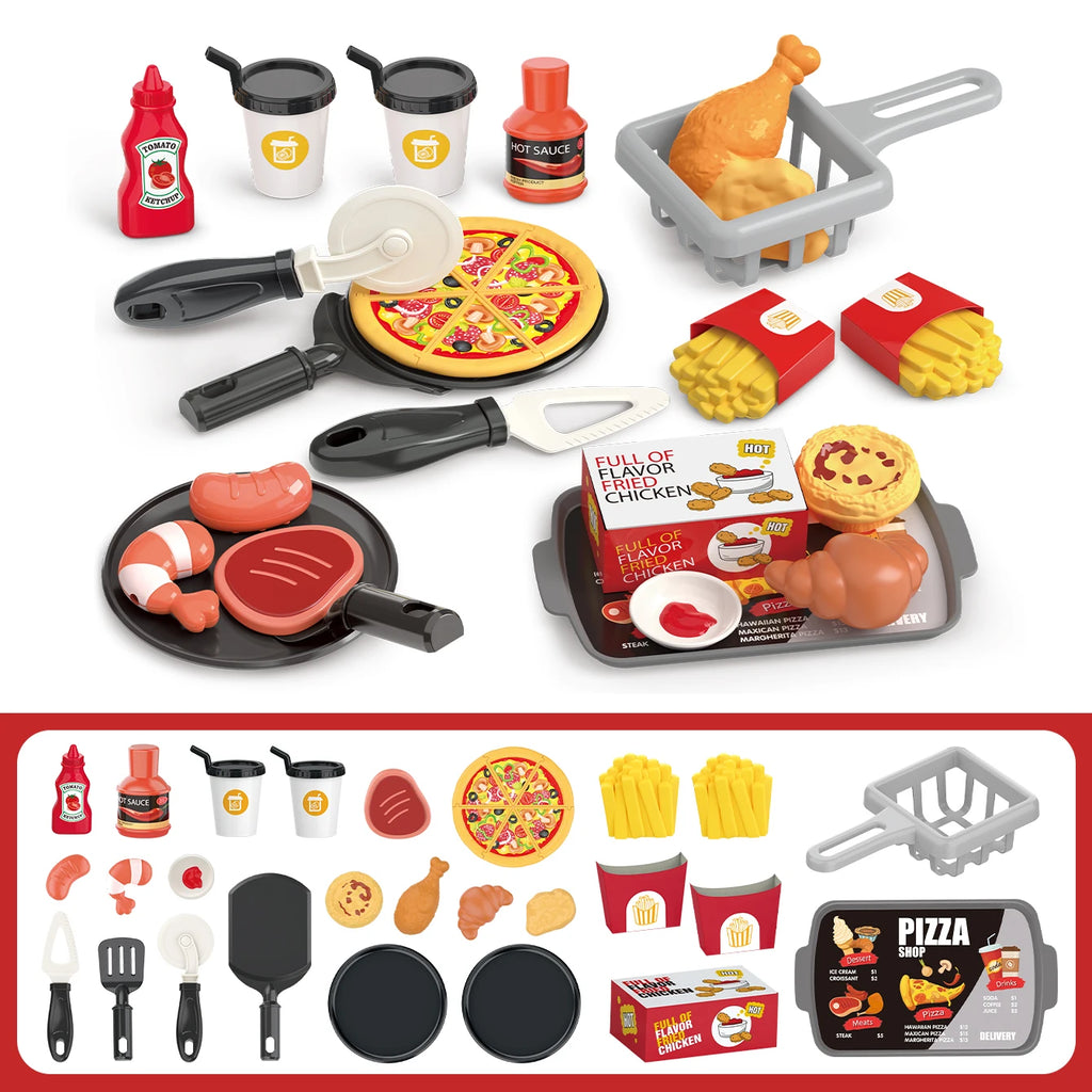 Children's toys: Pretend play, barbecue, fast food, pizza, sushi, afternoon tea, desserts, kitchen food, toy sets