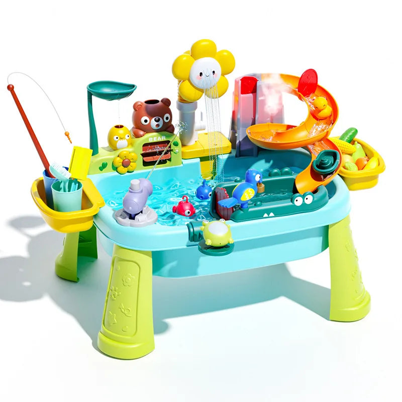 Children's kitchen toys electric fun water play water wash basin fishing dishwashing home role-playing baby early education toy