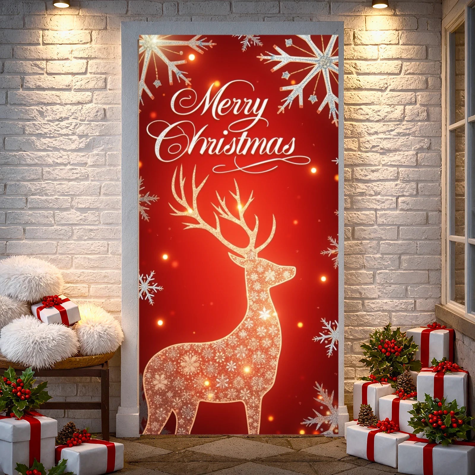 Christmas Hanging Flag Porch Door Banner Christmas Decorations For Home 2025 Ornaments Xmas Gifts Navidad New Year Decor 2026