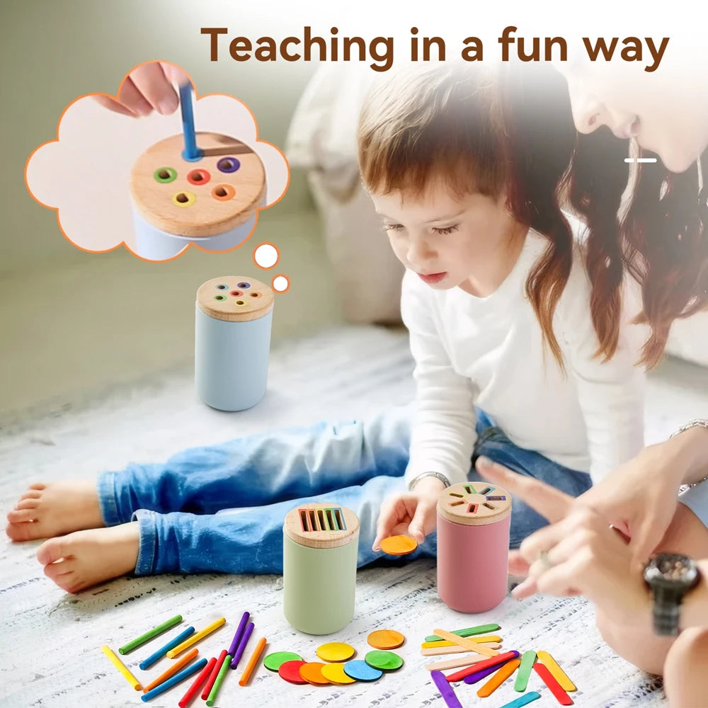 Montessori Silicone Toys Color Sorting Fine Motor Toys Shape Matching Sensory Toys Early Educational Puzzle Toys for Toddlers