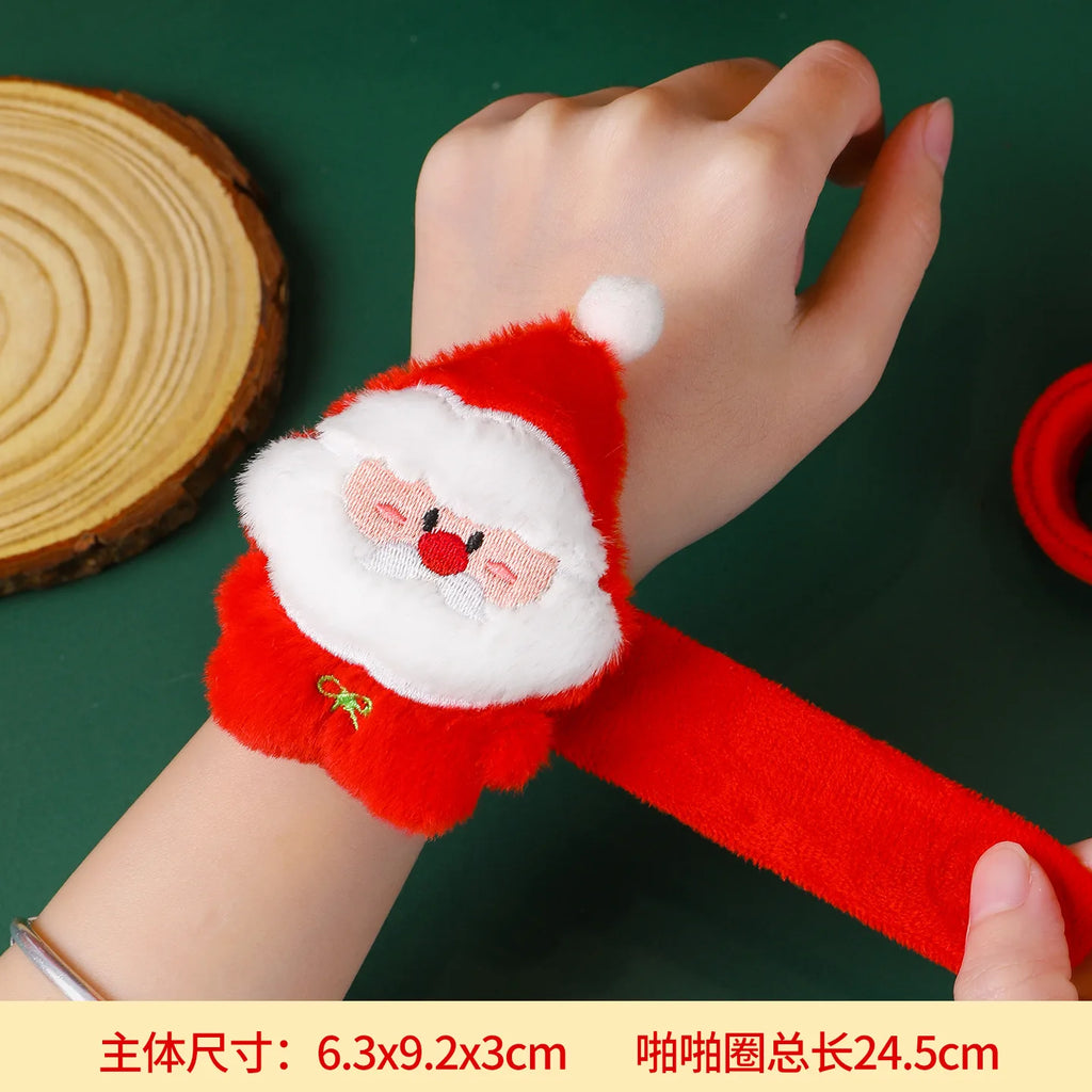 Christmas Decorations Plush Santa Claus Papa Ring Cartoon Cute Bracelet Toys Children's Gifts