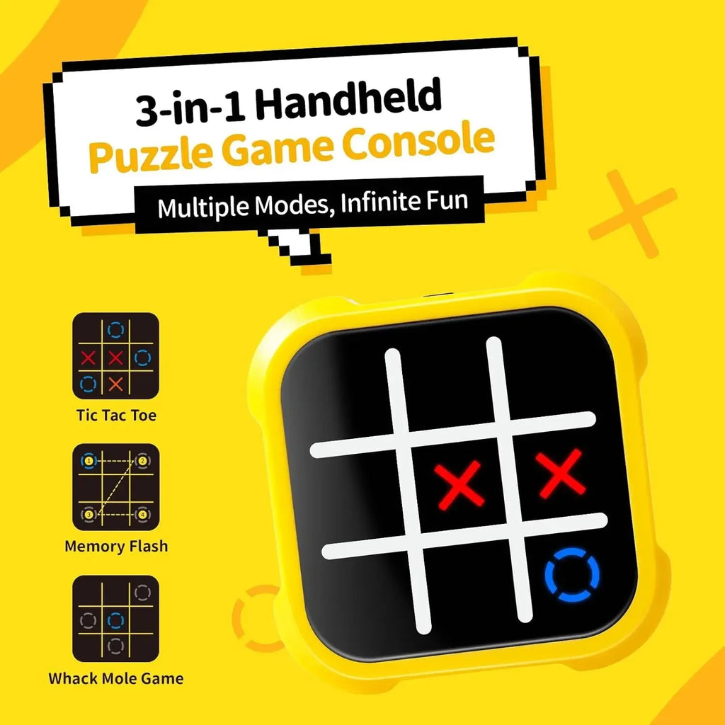 Portable Tic Tac Toe Game Console - Handheld Electronic Puzzle for All Ages, Travel Toys with Memory Training & Montessori Gifts