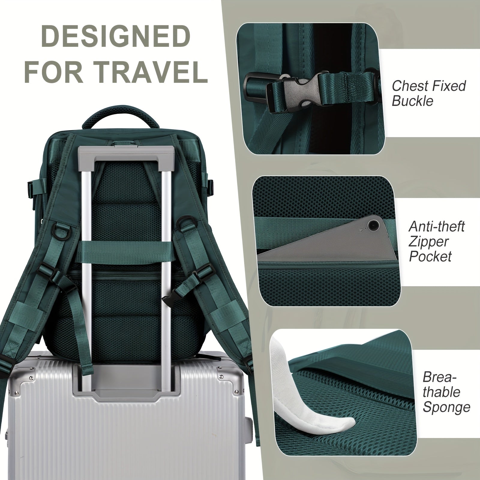 COOFAY Airline-Approved Large Travel Backpack for Men & Women - Durable Nylon, Multi-Compartment with Laptop Sleeve, Adjustable Straps, Ideal for Business & Gym Use, Business Backpack|Sleek Casual Design|Practical Design, Bac