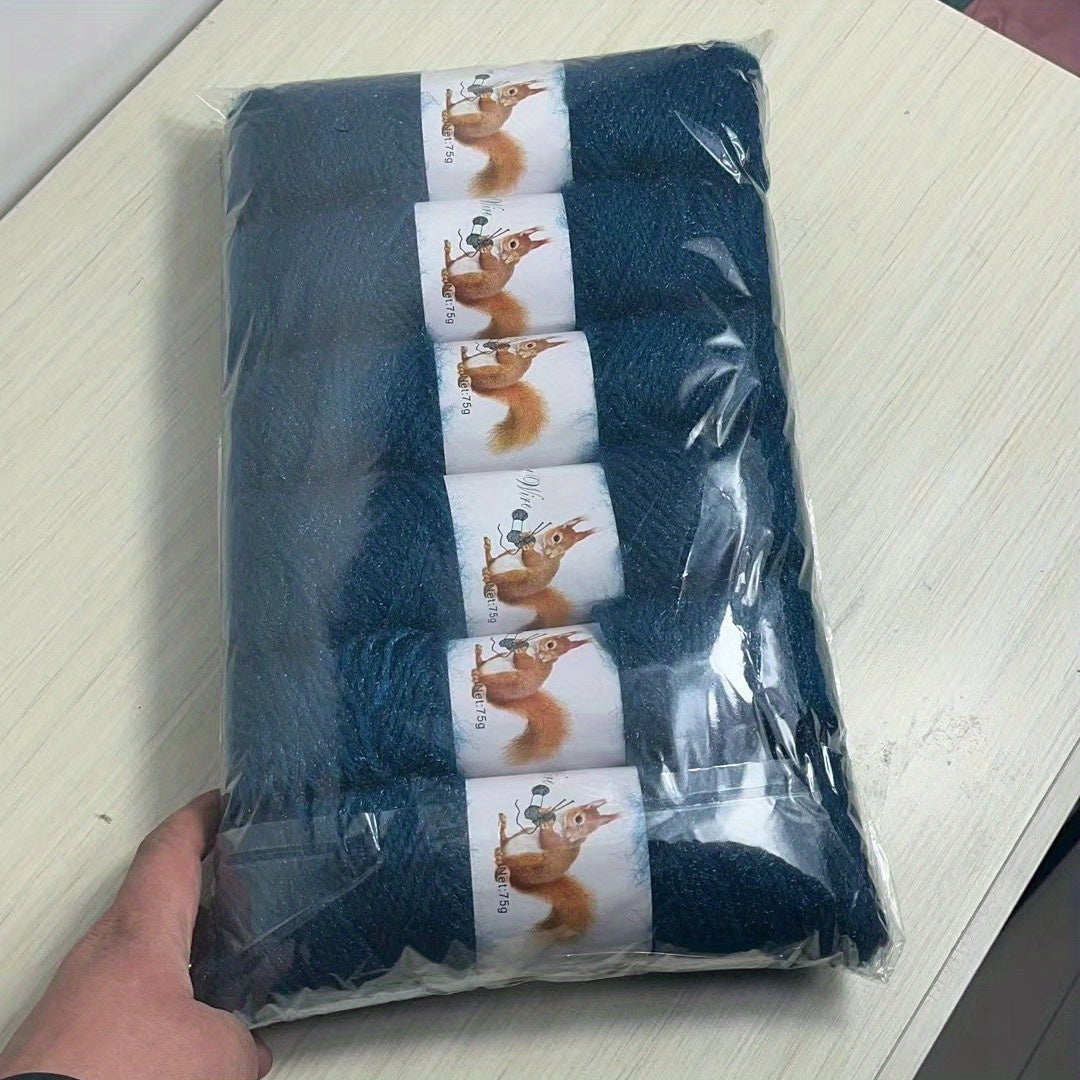 6pcs Solid Color Soft Yarn For Knitting And Crocheting Sweater, Shawl, Scarf, 2.65oz/pc