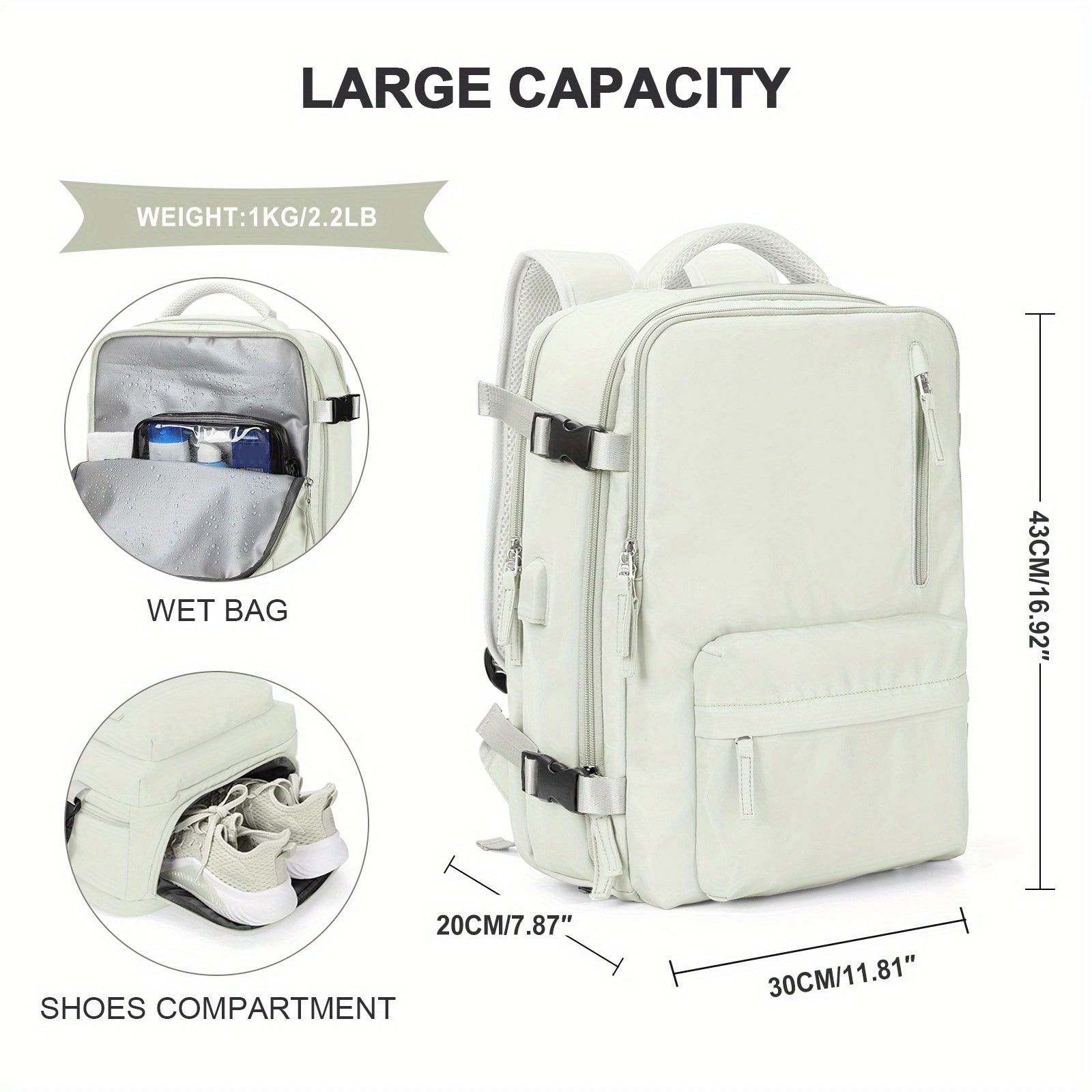 COOFAY Airline-Approved Large Travel Backpack for Men & Women - Durable Nylon, Multi-Compartment with Laptop Sleeve, Adjustable Straps, Ideal for Business & Gym Use, Business Backpack|Sleek Casual Design|Practical Design, Bac