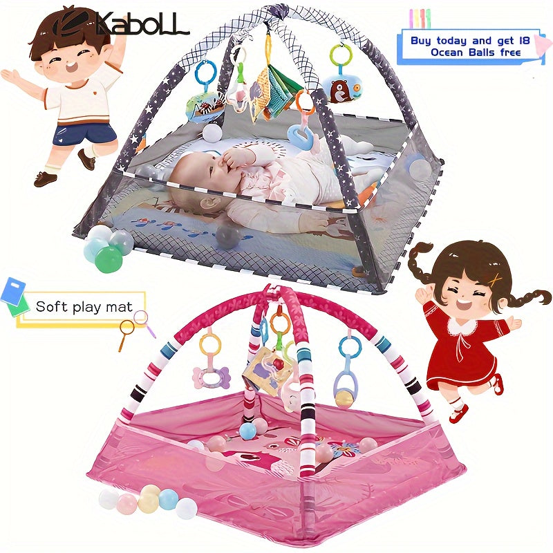 18-Piece Baby Activity Gym Set: Develop Movement & Cognition With Fence Gym, Ball Pit, Crawling Mat & Sensory Toys For Newborns & Toddlers - Perfect Christmas Gift For Boys & Girls!