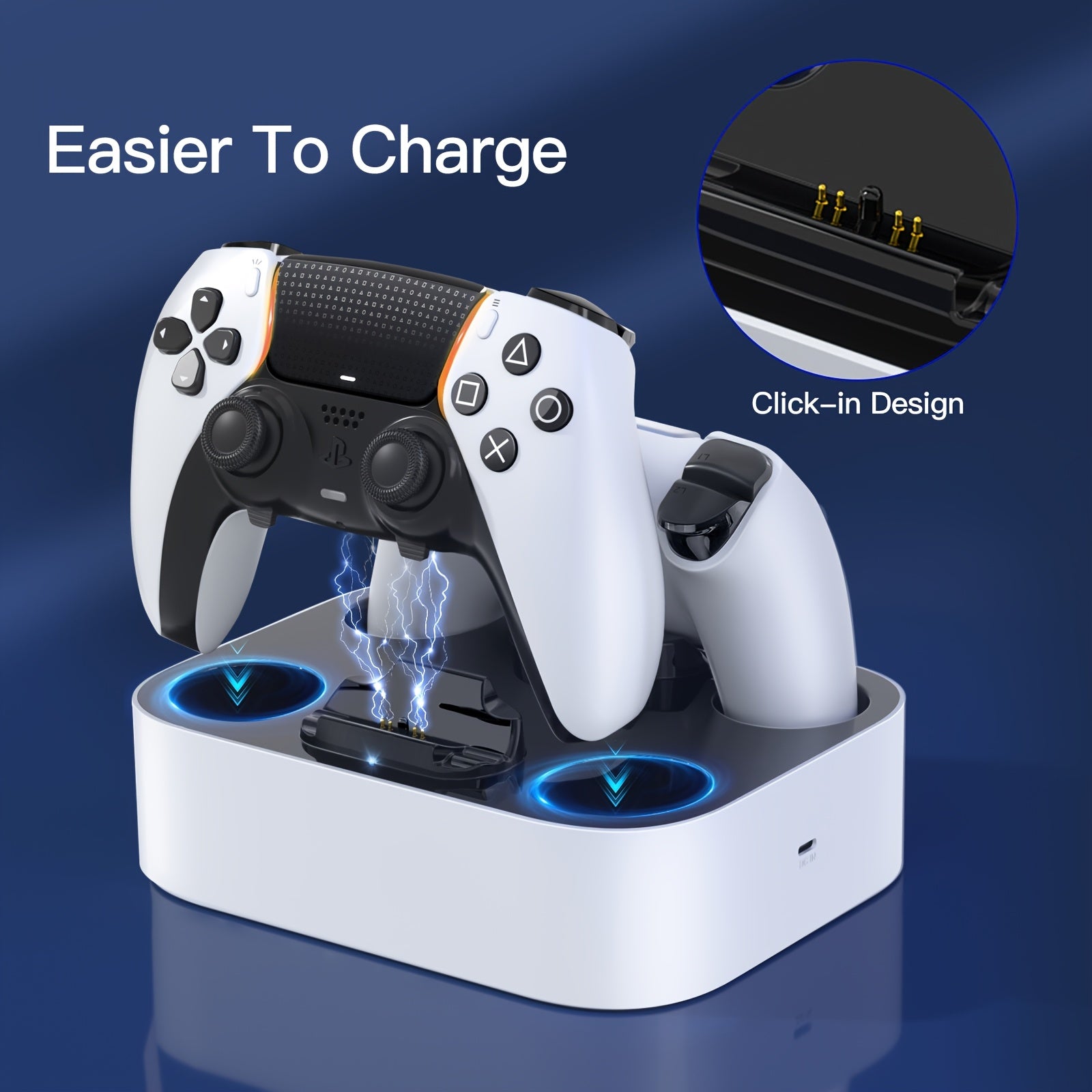 Dual Controller Charging Station for Playstation 5 & DualSense Edge Controller | Fast Charging Dock Stand with Cable, USB Powered, Plastic Material, Compatible with Dualsense Edge Controller