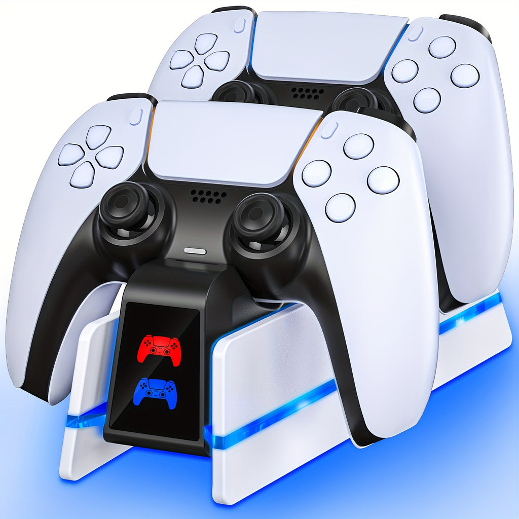 Charger Station For PS5 Dualsense Controller/DualSense Edge Controller, RGB Charging Stand For Playstation 5/ PS5 Slim/ PS5 Pro Controller, Fast Dual Charging For Wireless Controller, Christmas Gift