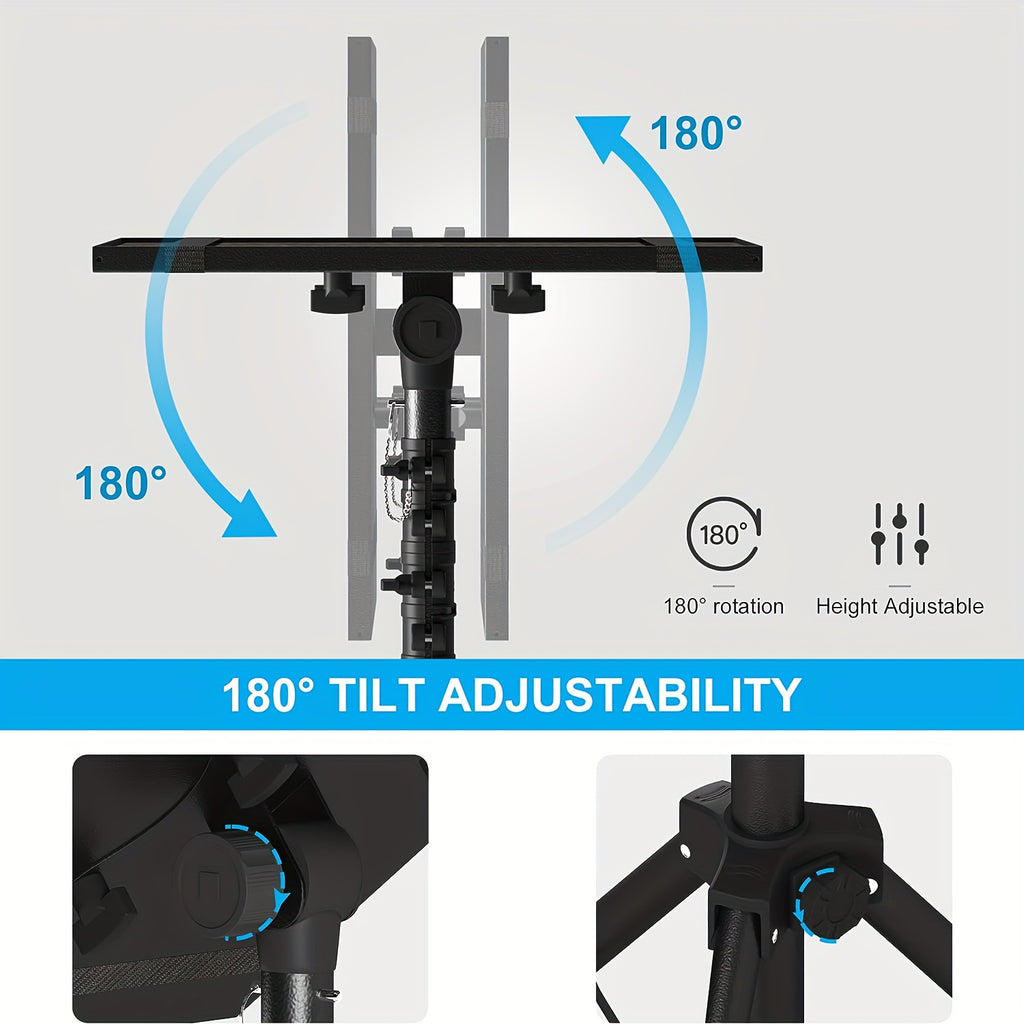 Height Adjustable 1pc Projector Stand Tripod From 23.5" To 46.5" With Gooseneck Phone Holder, Laptop Floor Stand