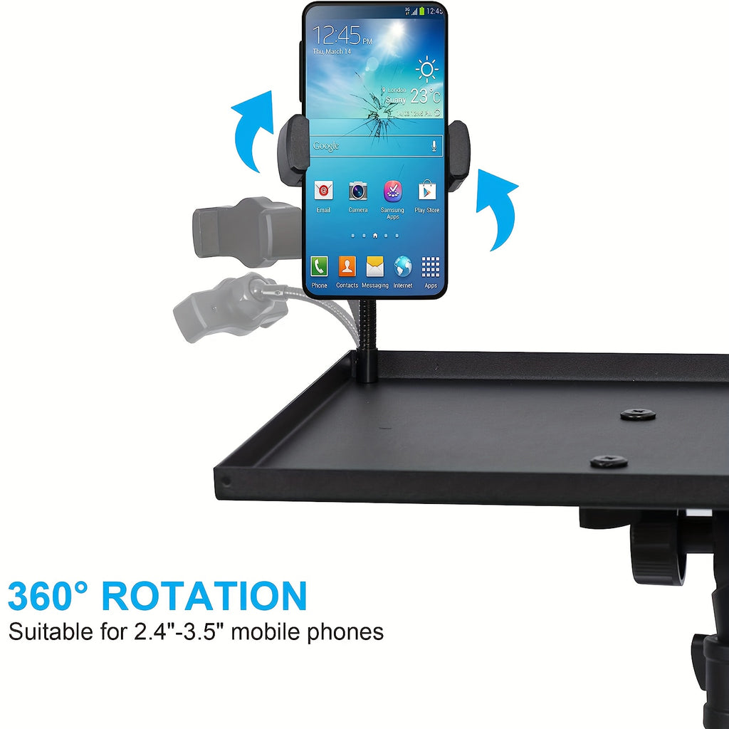 Height Adjustable 1pc Projector Stand Tripod From 23.5" To 46.5" With Gooseneck Phone Holder, Laptop Floor Stand
