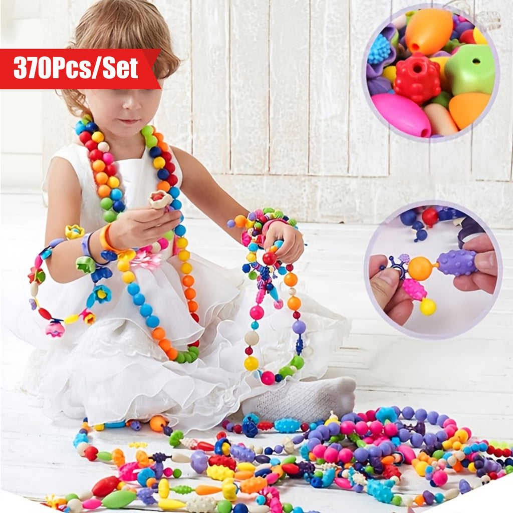 370pcs/set Cordless String Beads Children's DIY Educational Splicing Toys for Popper Beaded Bracelet Necklace Halloween Christmas Gift
